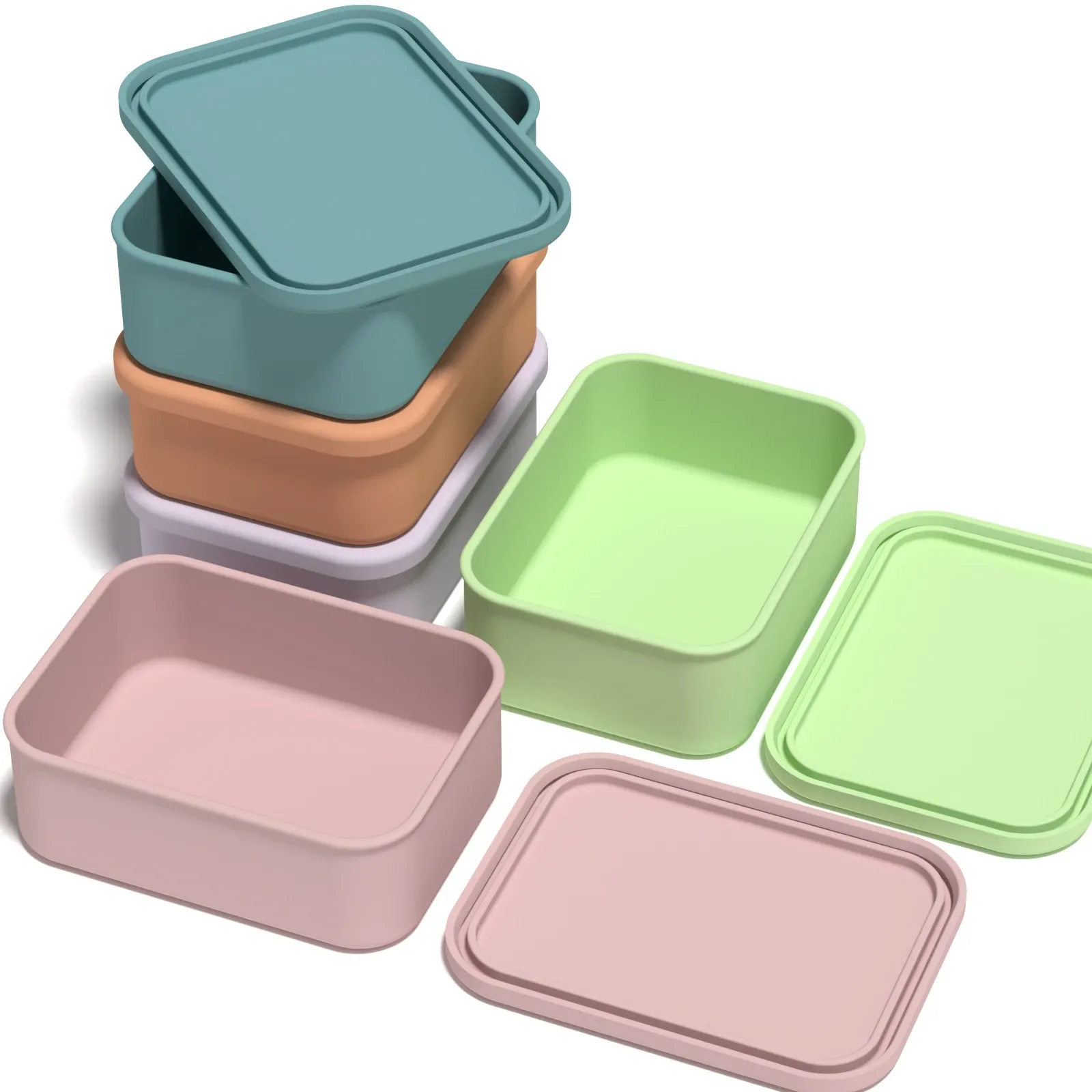 Boîte Bento rectangulaire en silicone avec couvercle, 300 ml / 700 ml 2