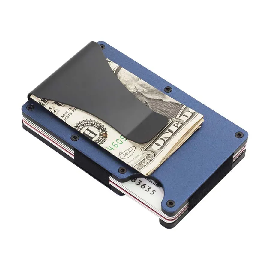 Portefeuille RFID mince pour homme et femme, résistant aux rayures, avec porte-cartes de crédit et pince à billets amovible - Image 1