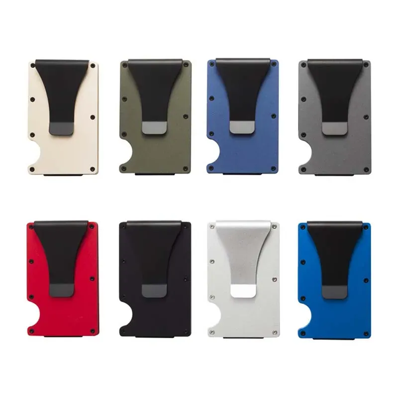 Portefeuille RFID mince pour homme et femme, résistant aux rayures, avec porte-cartes de crédit et pince à billets amovible 2