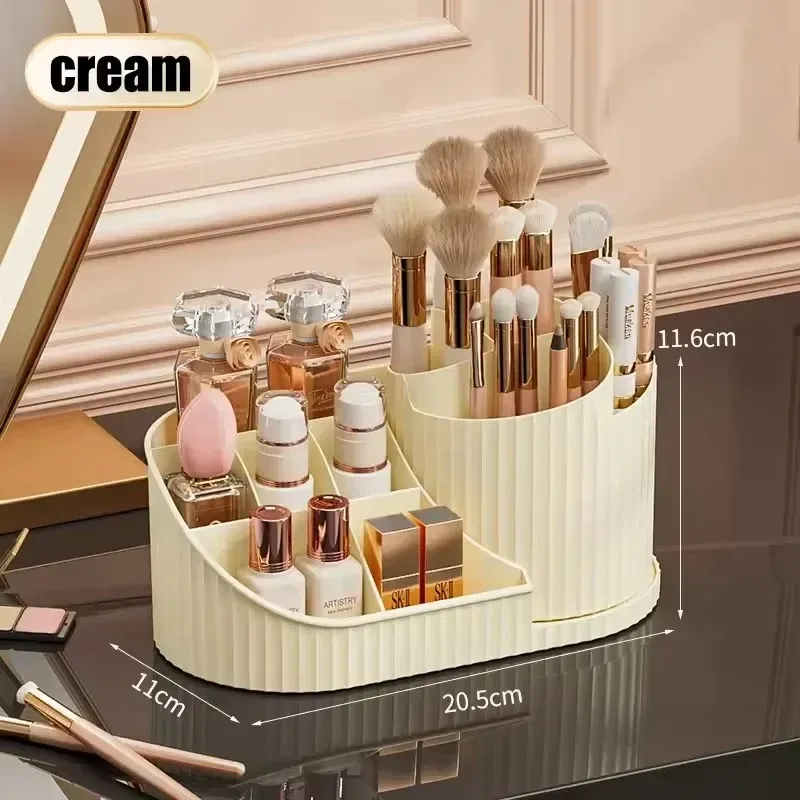 Organisateur de maquillage rotatif à 360 ° avec porte-pinceaux, grand rangement cosmétique pivotant pour soins de la peau, parfums et lotions 5