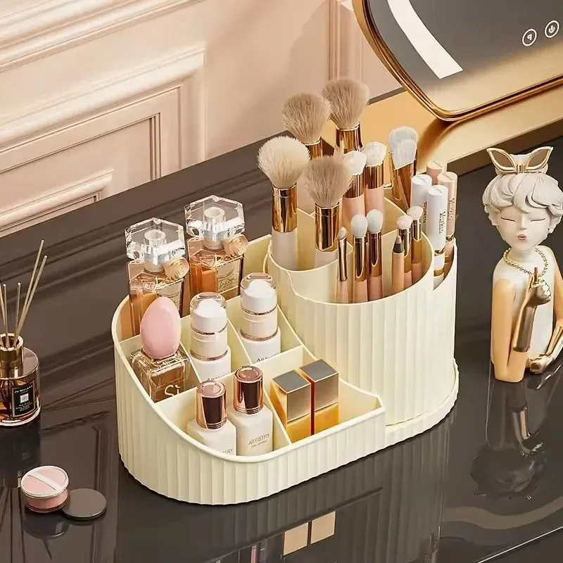 Vue détaillée de l'organisateur de maquillage rotatif