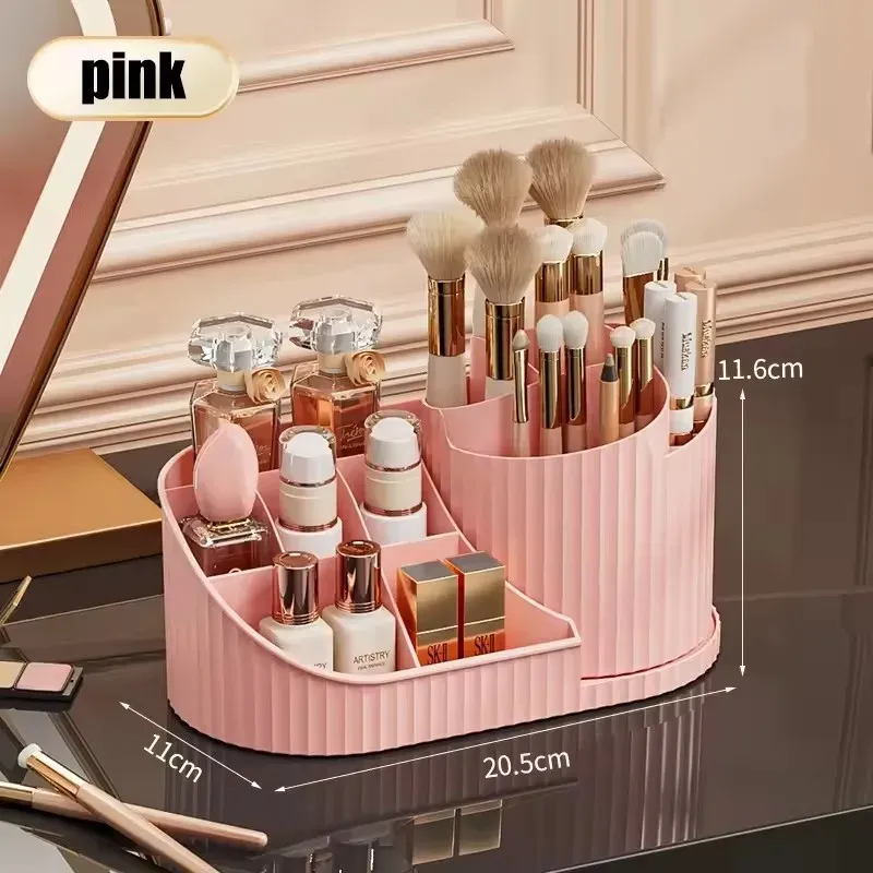 Organisateur de maquillage rotatif à 360 ° avec porte-pinceaux, grand rangement cosmétique pivotant pour soins de la peau, parfums et lotions 9