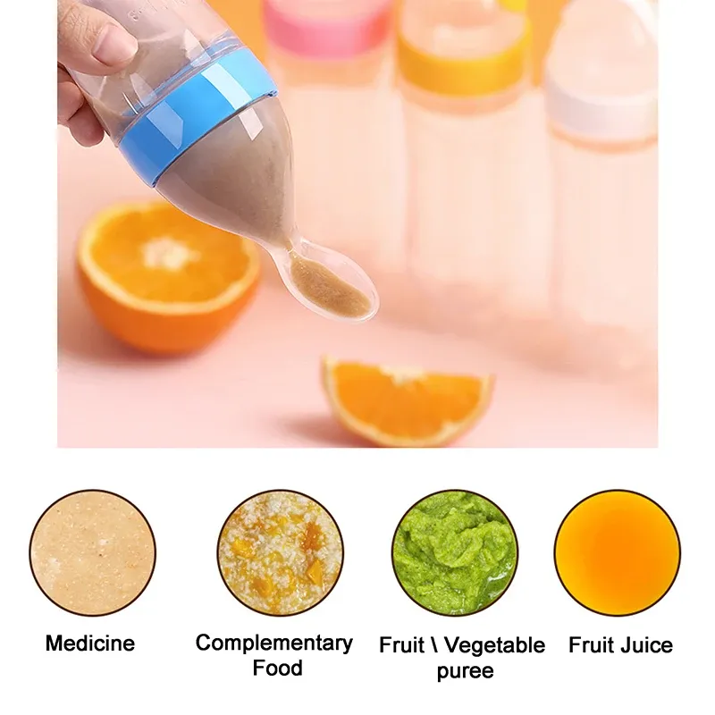 Cuillère à bébé en silicone pour nourrissons, cuillère à riz et céréales, vaisselle utile pour enfants 4