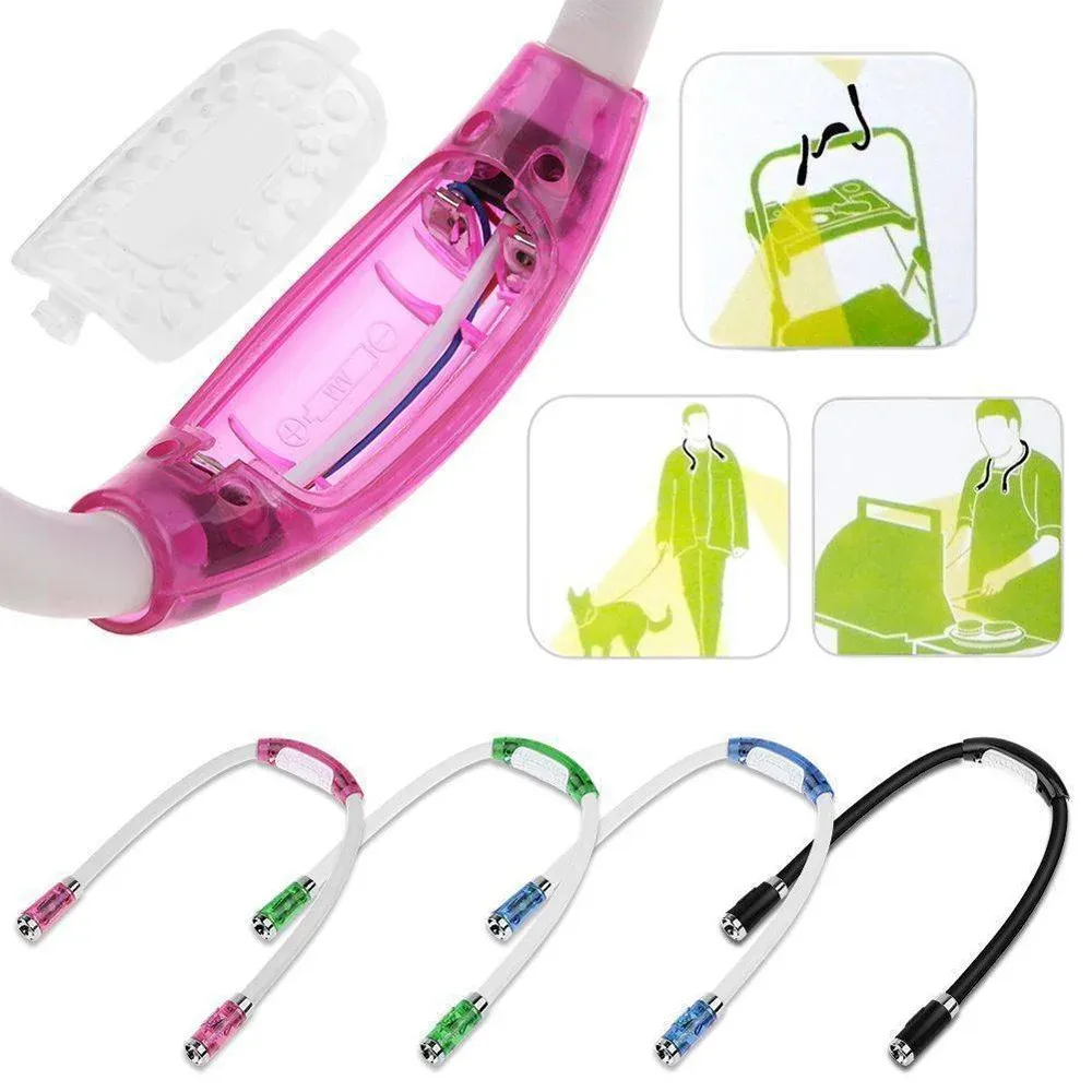 Lampe de lecture LED flexible et mains libres, réglable sur plusieurs angles, avec veilleuse et lampe de poche 5