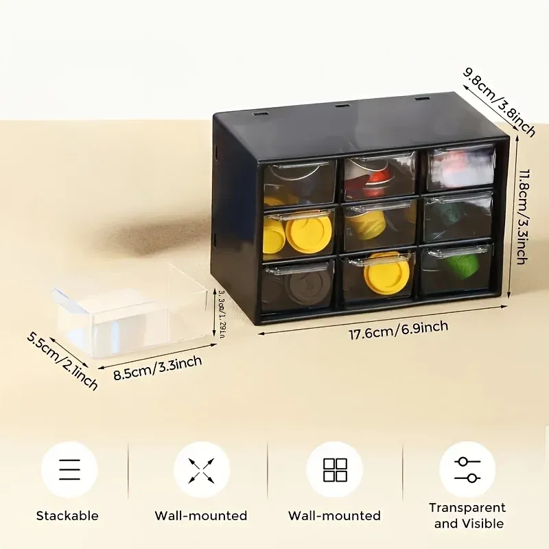 Organisateur de tiroir de bureau multi-grille anti-poussière, boîte de rangement portable pour bijoux et cosmétiques 5