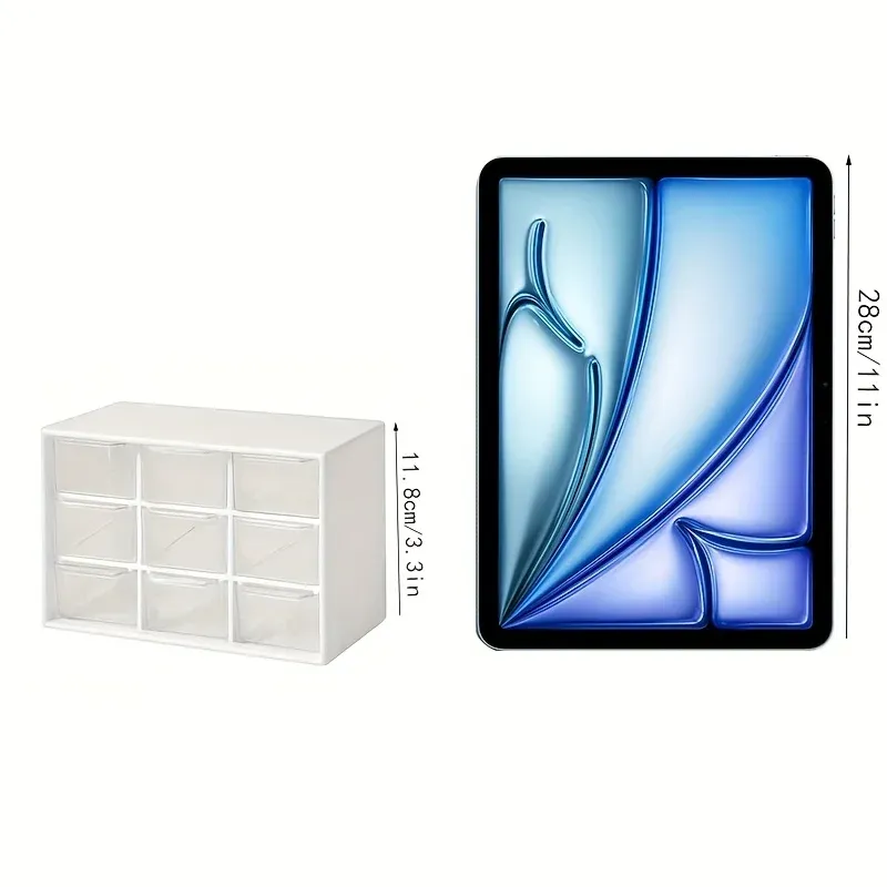 Organisateur de tiroir de bureau multi-grille anti-poussière, boîte de rangement portable pour bijoux et cosmétiques 6