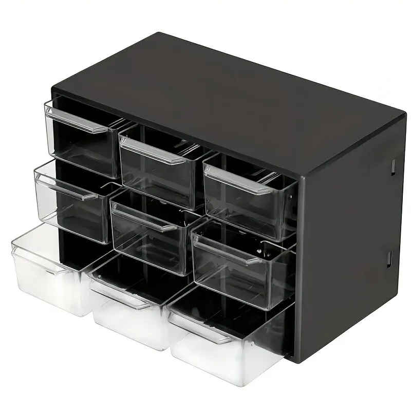 Organisateur de tiroir de bureau multi-grille anti-poussière, boîte de rangement portable pour bijoux et cosmétiques 10