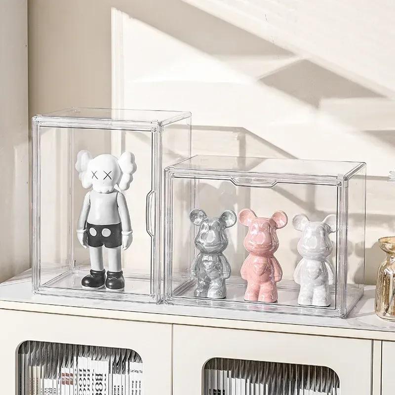 Boîte de rangement transparente anti-poussière pour étagère, CD, livres et magazines 6