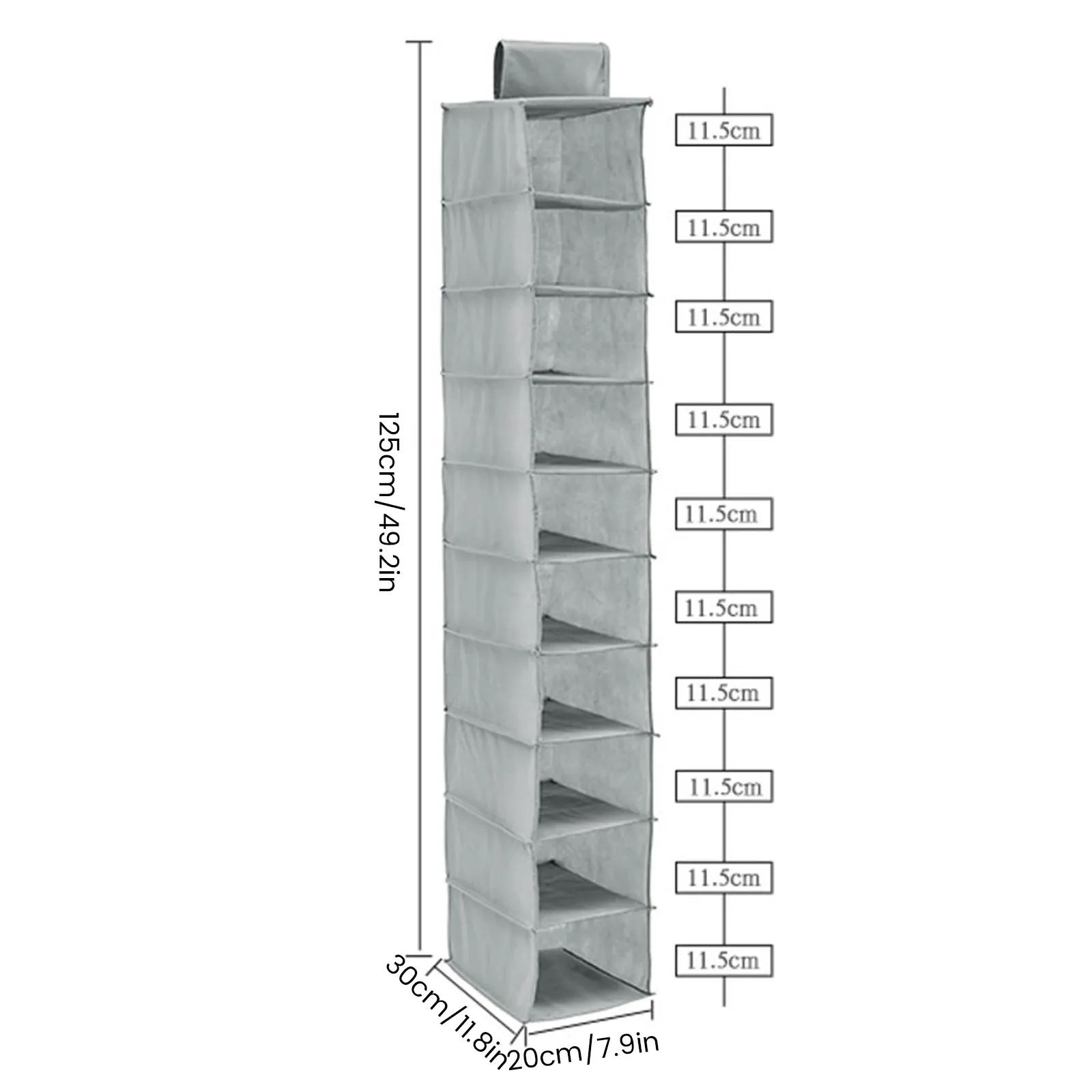 Organisateur de chaussures suspendu pliable en tissu non tissé à 10 niveaux, gain de place pour placard 3