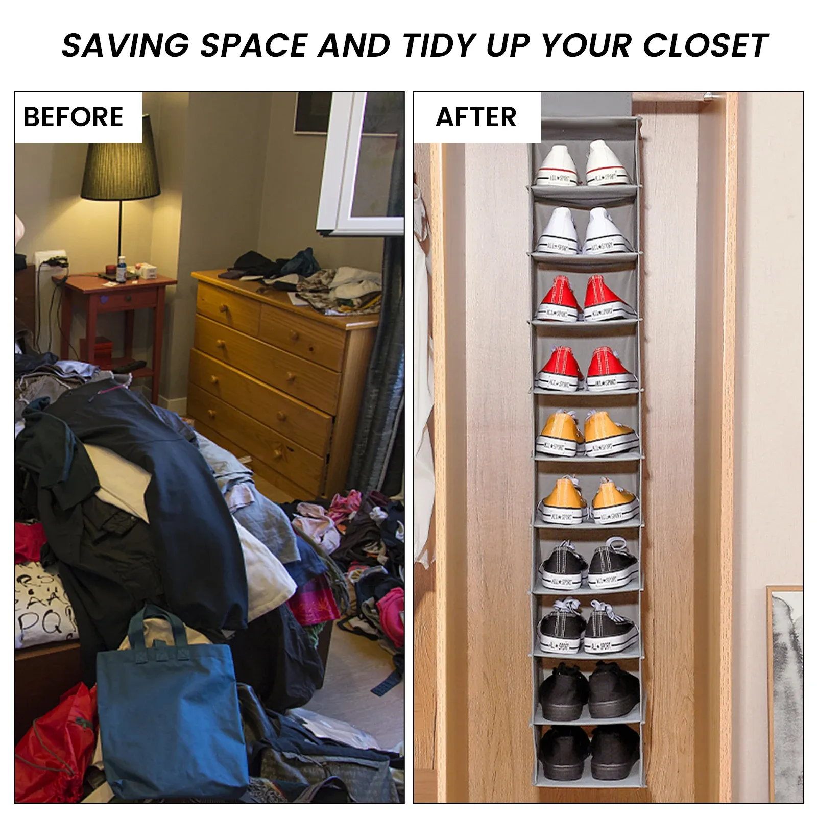 Vue détaillée des compartiments de chaussures