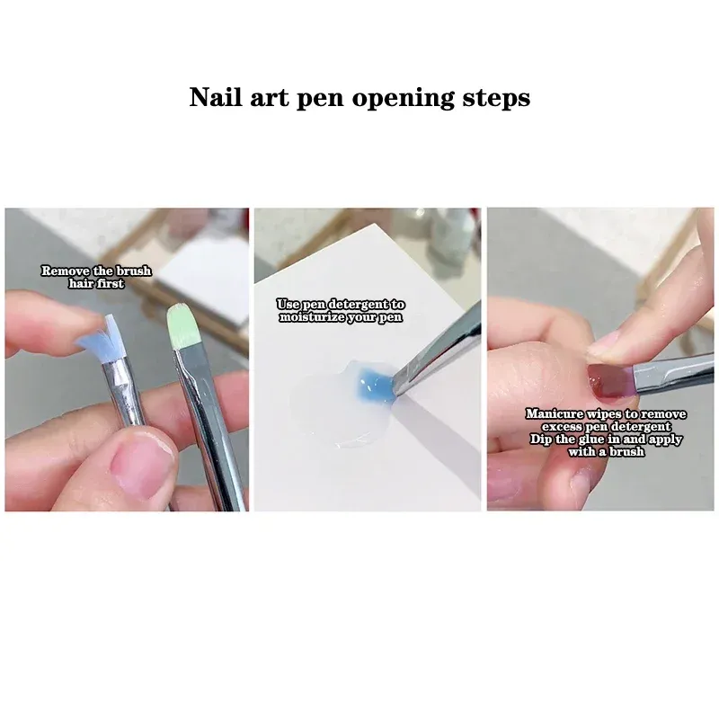 Stylo Nail Art Aurora à pointe transparente pour dessin et pose de gel UV 5