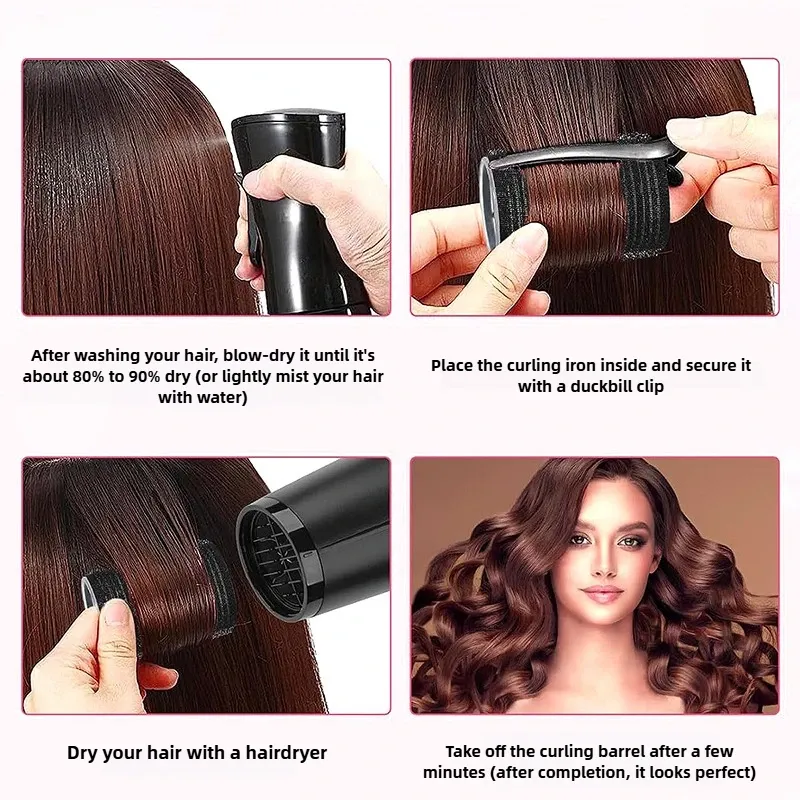 Lot de 12 bigoudis auto-agrippants sans chaleur avec crochet, pour salon de coiffure 5