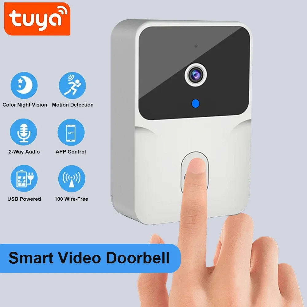 Tuya Sonnette vidéo WiFi sans fil HD avec caméra IR, alarme de sécurité et interphone pour maison intelligente 7