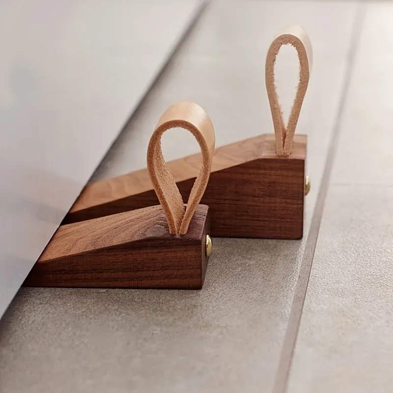 Butoir de porte en bois renforcé à lame inférieure antidérapante, à installer sous la porte, pour usage domestique ou au bureau (1 pièce) 1