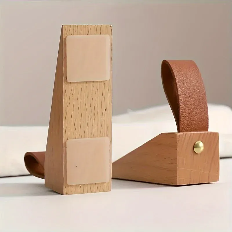 Butoir de porte en bois renforcé à lame inférieure antidérapante, à installer sous la porte, pour usage domestique ou au bureau (1 pièce) 4