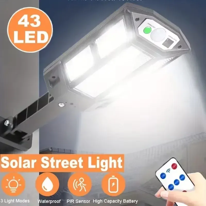 Lampe solaire LED extérieure 300000 lm avec capteur de mouvement, 4 modes d'éclairage, étanche IP65