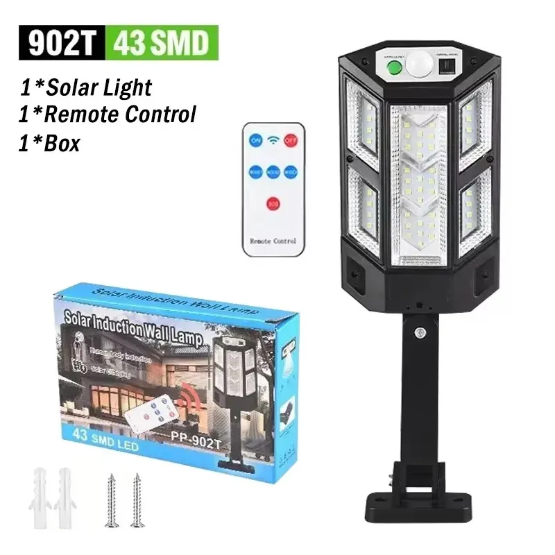 Lampe solaire LED extérieure 300000 lm avec capteur de mouvement, 4 modes d'éclairage, étanche IP65 10