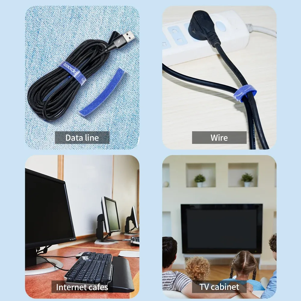 Organisateur de câbles Toocki en silicone, enrouleur et clips de gestion des câbles pour bureau 2