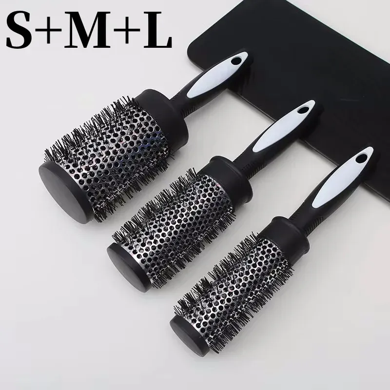 Brosse ronde soufflante en nylon à tube thermique en aluminium, pour femme et homme 8