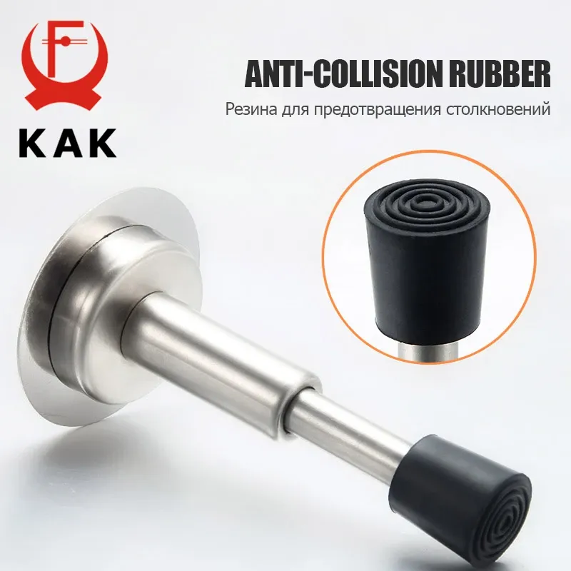 Butoir de porte en acier inoxydable sans perçage, amortisseur hydraulique, protection murale en caoutchouc 4
