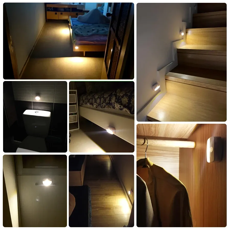 Veilleuse LED à détecteur de mouvement fonctionnant à piles, idéale pour couloir, escalier, salle de bain, placard et chambre 6