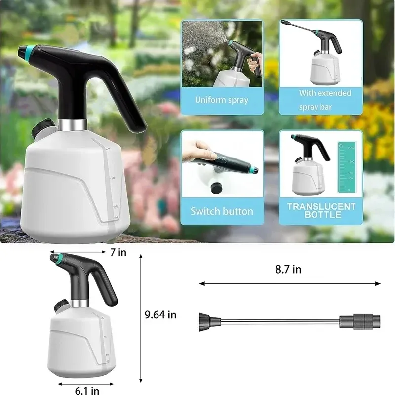 Pulvérisateur électrique HOMEFISH 2 L à arrosage automatique, rechargeable par USB 5