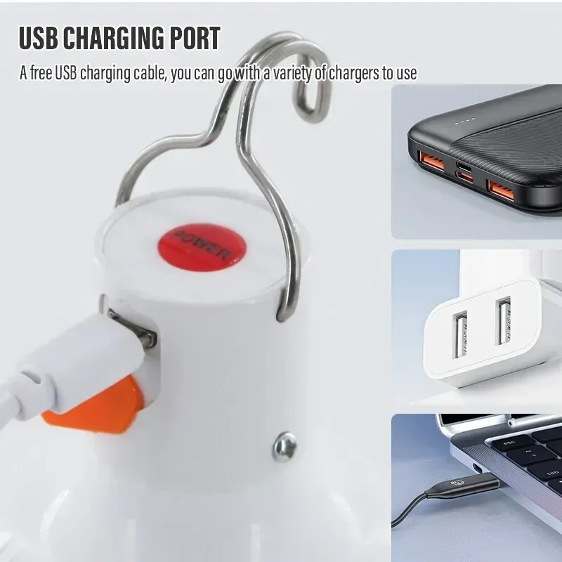 Lampe LED rechargeable USB pour camping, étanche et économe en énergie, à suspendre sous tente 3