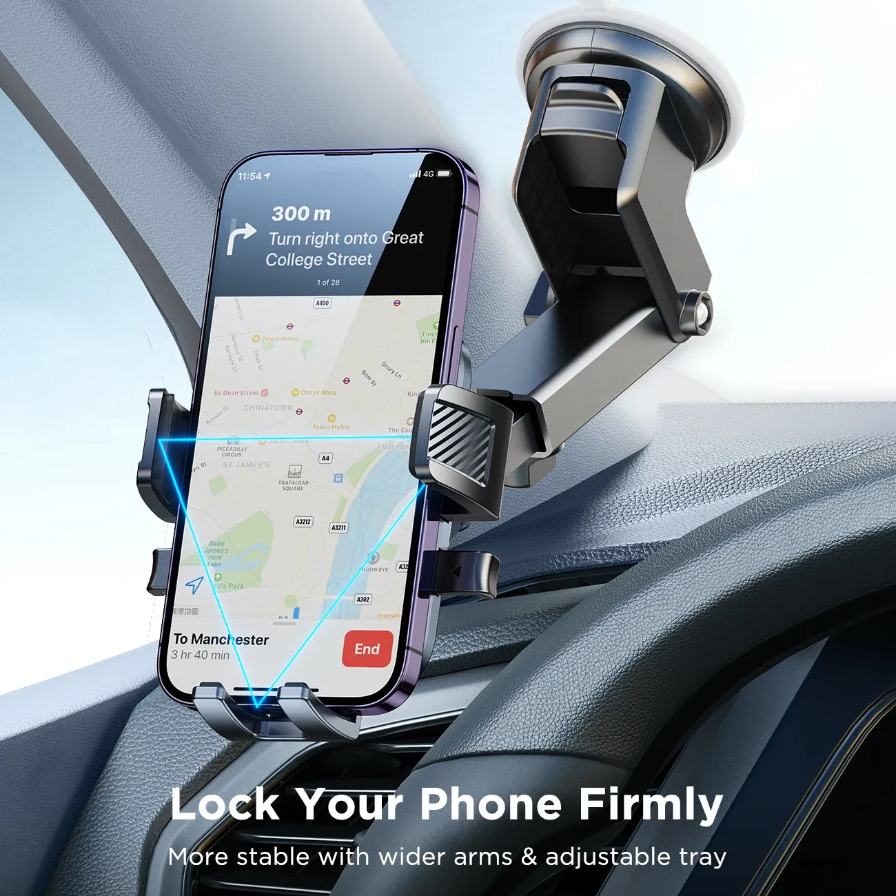 Support de téléphone universel pour voiture, à ventouse, compatible iPhone, Samsung, Google et Huawei 2