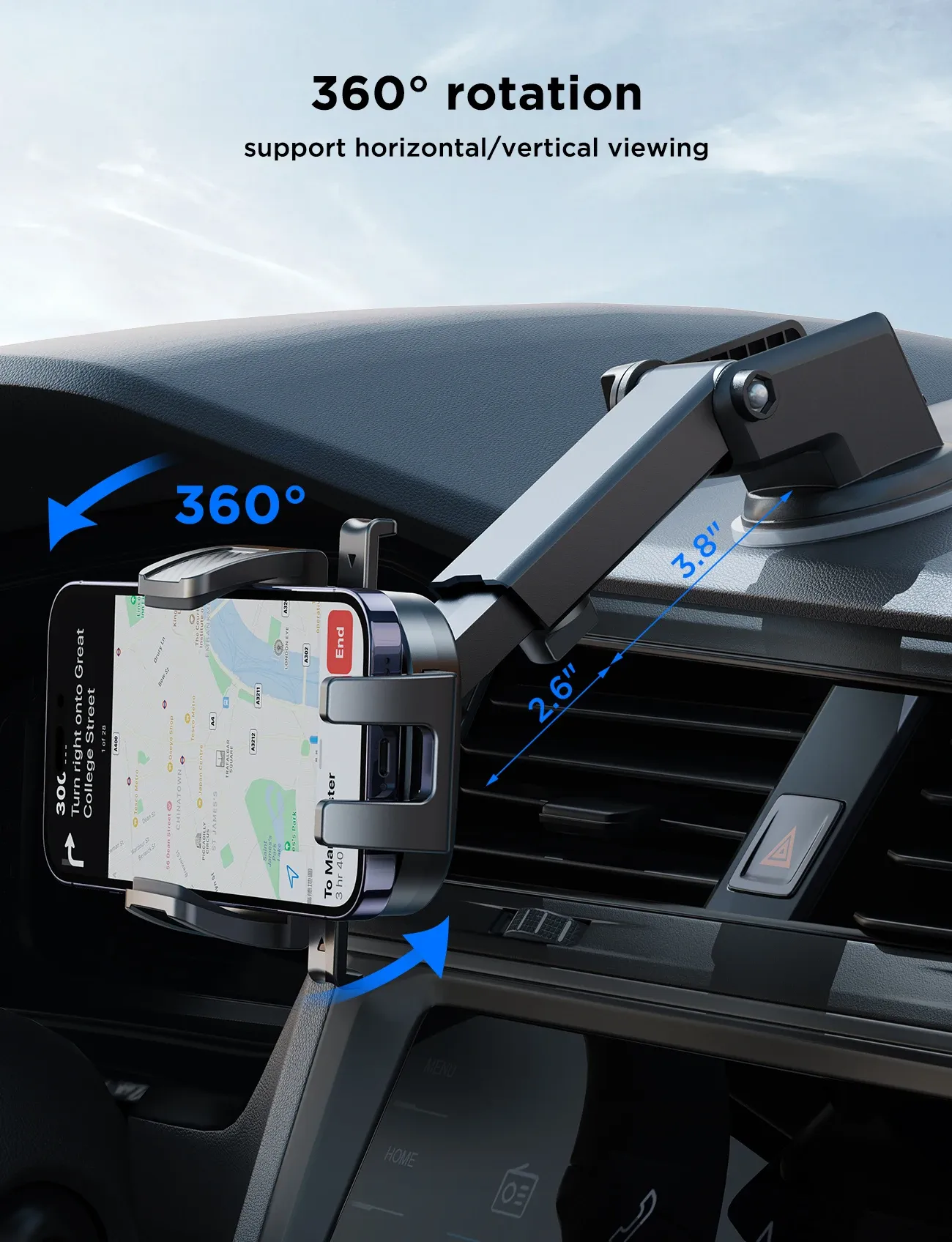 Rotation à 360 degrés du support de téléphone