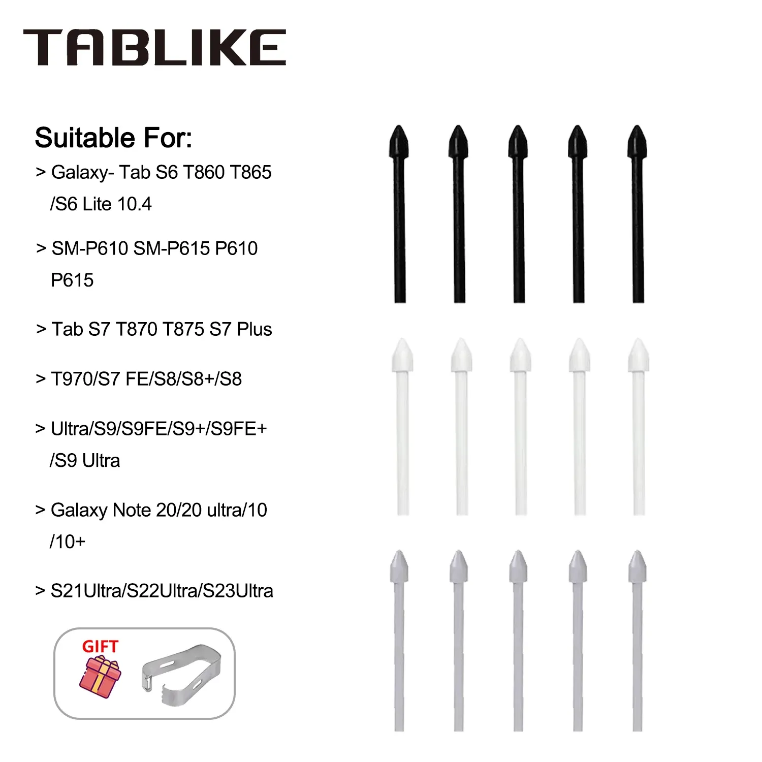 Stylet TABLIKE à pointes S de rechange pour Samsung Galaxy S20 Ultra, tablettes Tab S7/S8/S9/S10 FE et Plus, stylet tactile avec outil de retrait - Image 1