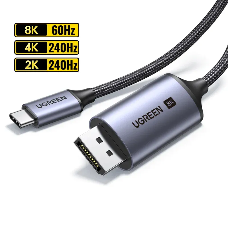 UGREEN Câble USB-C vers DisplayPort 1.4 8K, compatible Thunderbolt 3, pour iPhone 15, MacBook Pro et iPad 7