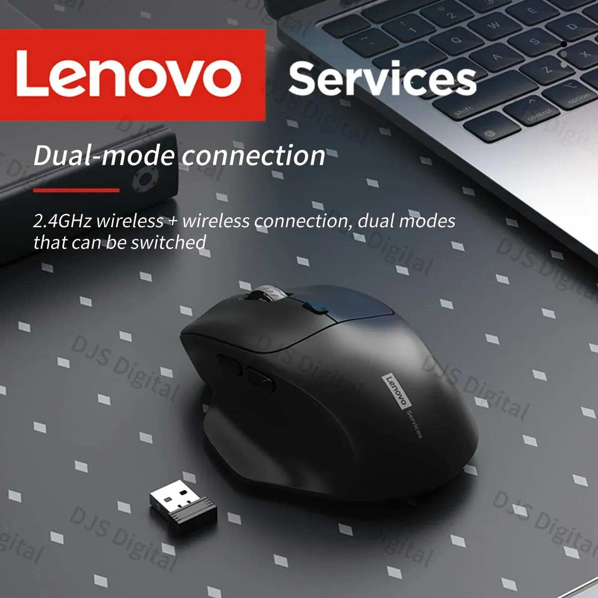 Souris ergonomique sans fil Lenovo rechargeable, double mode Bluetooth / 2,4 GHz, longue autonomie, pour le bureau et le jeu 2