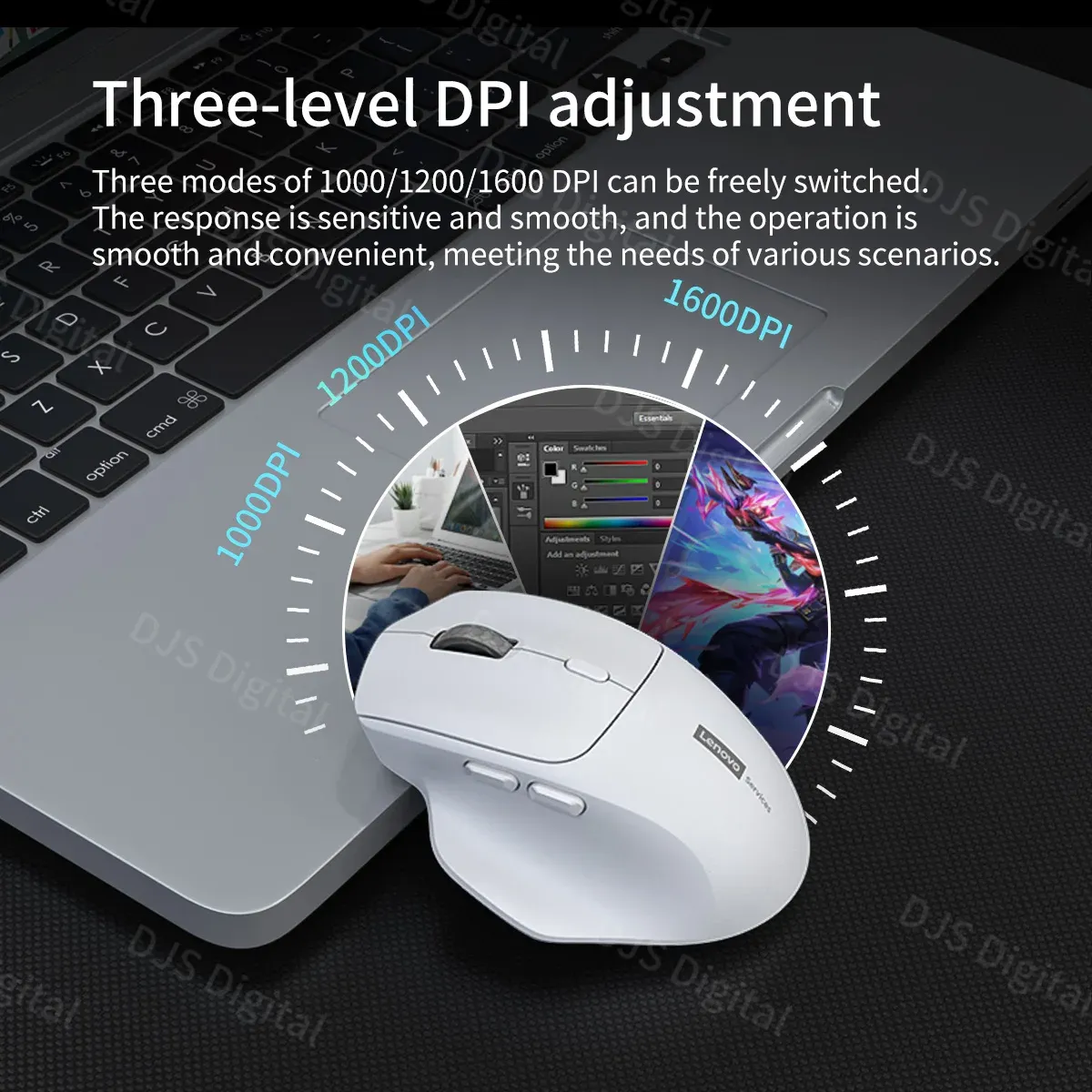 Souris ergonomique sans fil Lenovo, usage quotidien