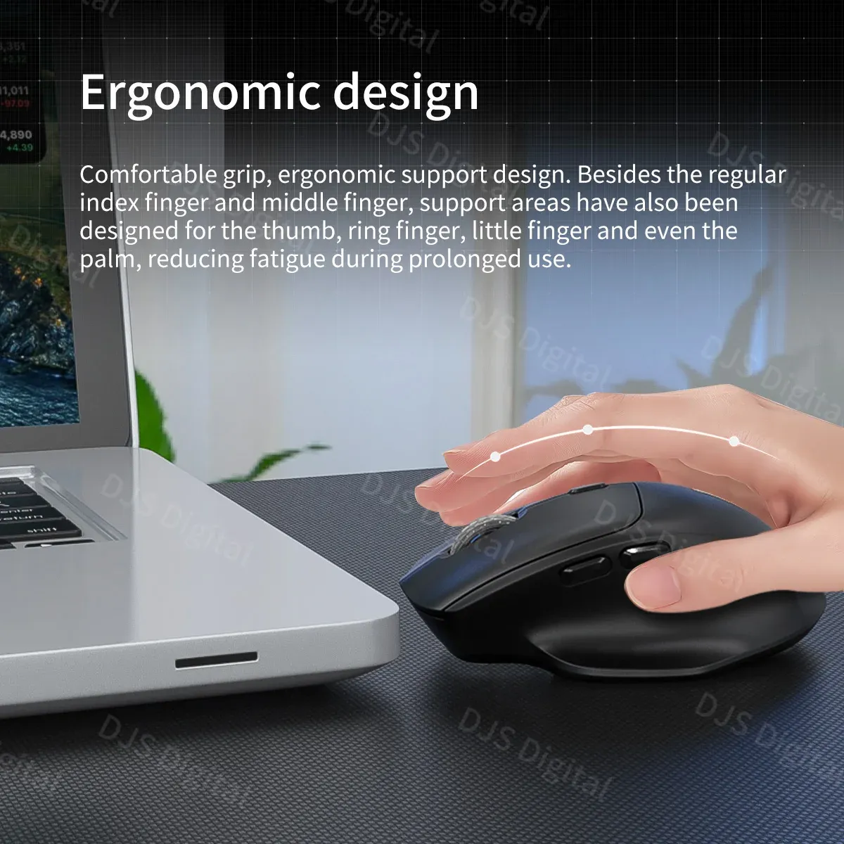 Souris ergonomique sans fil Lenovo, en situation de bureau