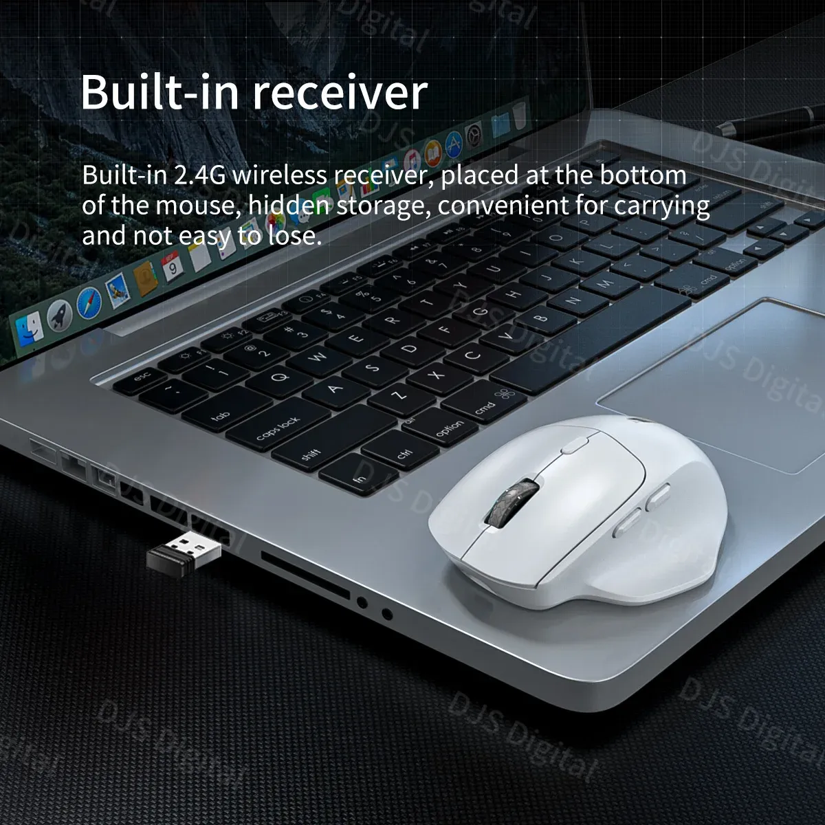 Souris ergonomique sans fil Lenovo, vue latérale