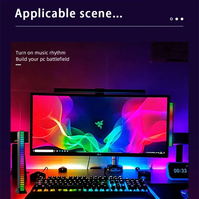 Bande lumineuse LED RGB à synchronisation musicale pour bar, voiture, salon et téléviseur 2