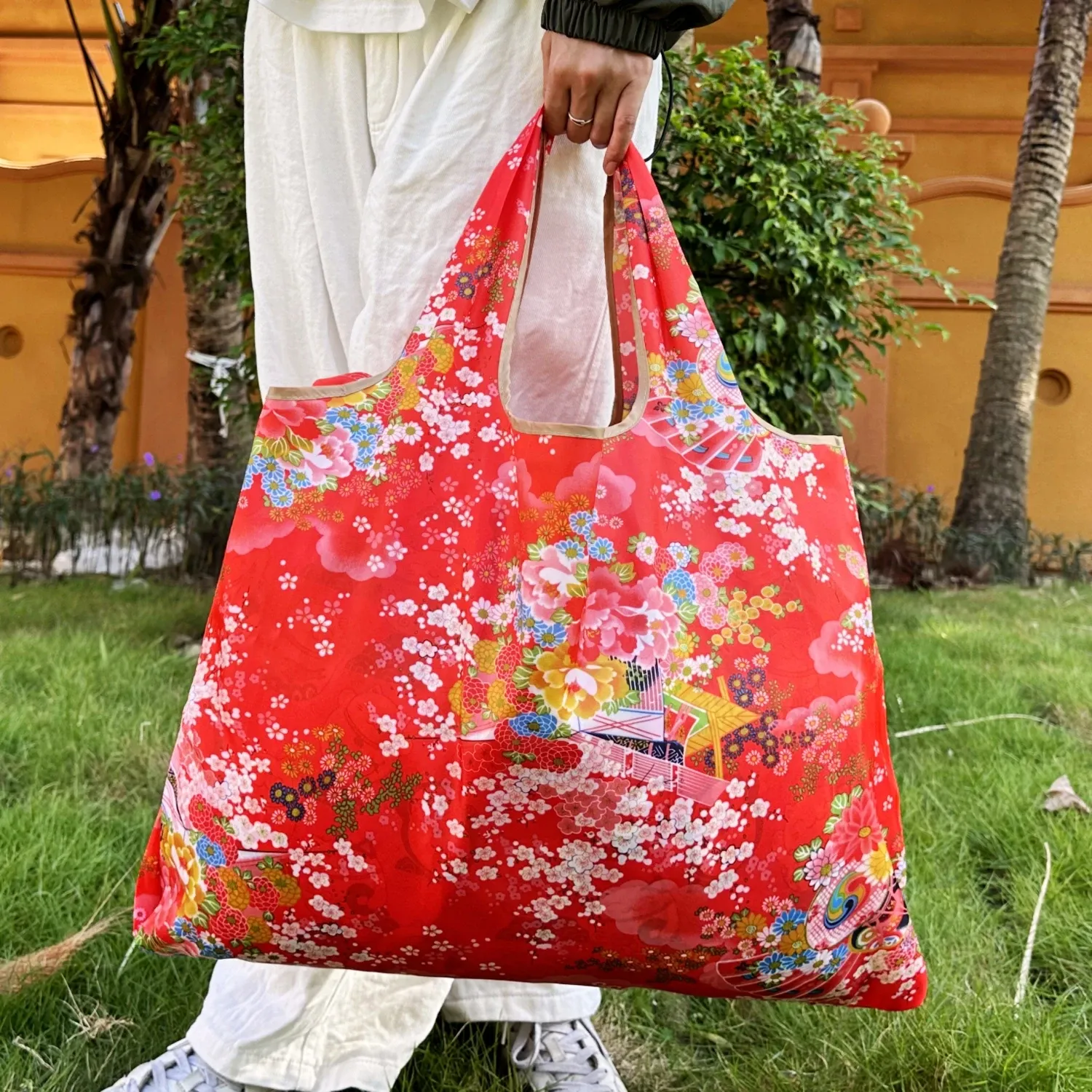 Sac de voyage pliable et réutilisable à grande capacité, léger et écologique, motifs imprimés 4