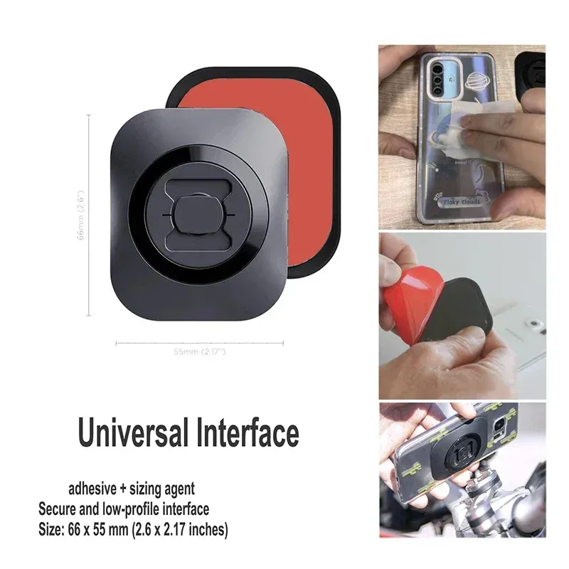 Adaptateur universel pour téléphone portable avec autocollants à fixation rapide pour moto, voiture et vélo, interface adhésive 2