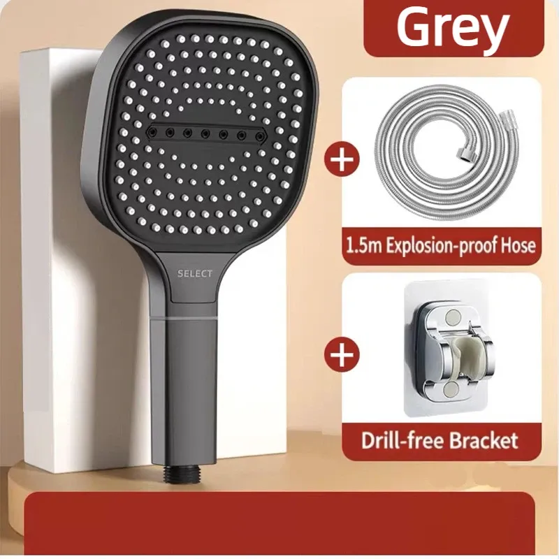Pomme de douche à panneau 13 cm, réglable, 3 modes, haute pression, effet massage, avec filtre 7