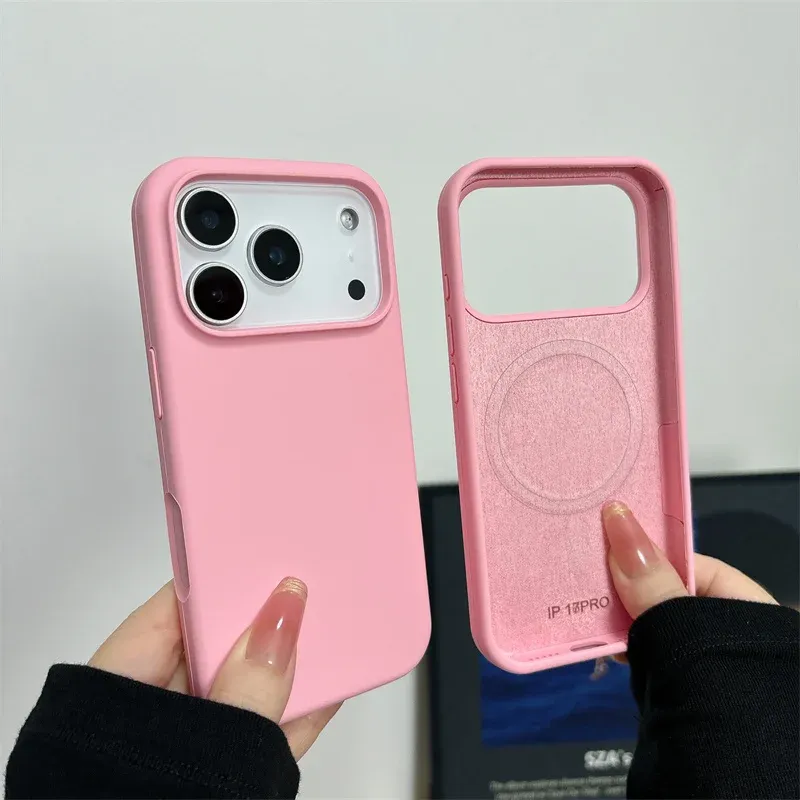 Coque en silicone liquide magnétique pour iPhone 17, 16, 15 Plus, 13, 14, 12, 17 Pro Max, compatible MagSafe, avec grande ouverture pour appareil photo, antichoc et protectrice 16