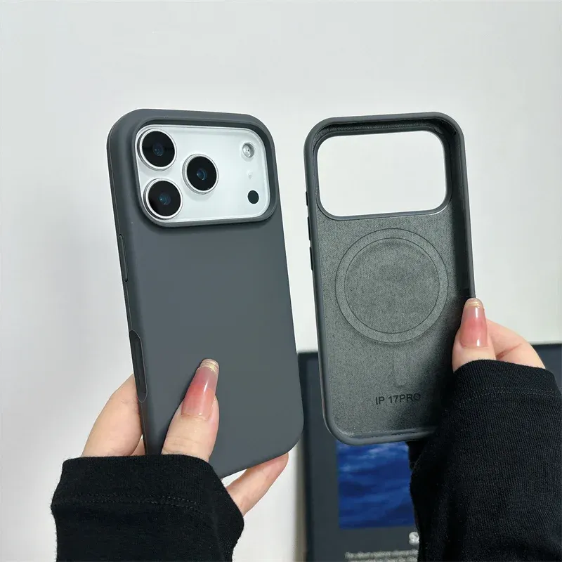 Coque en silicone liquide magnétique pour iPhone 17, 16, 15 Plus, 13, 14, 12, 17 Pro Max, compatible MagSafe, avec grande ouverture pour appareil photo, antichoc et protectrice 17
