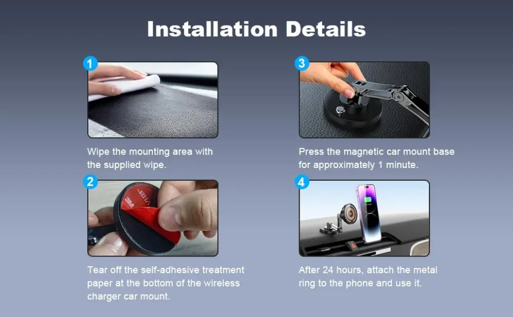 Support de téléphone pour voiture, vue d'ensemble