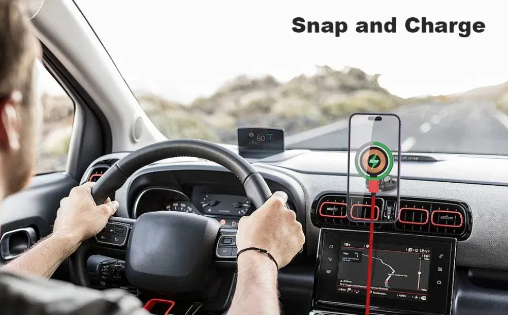 Support magnétique pour voiture, illustration d'usage