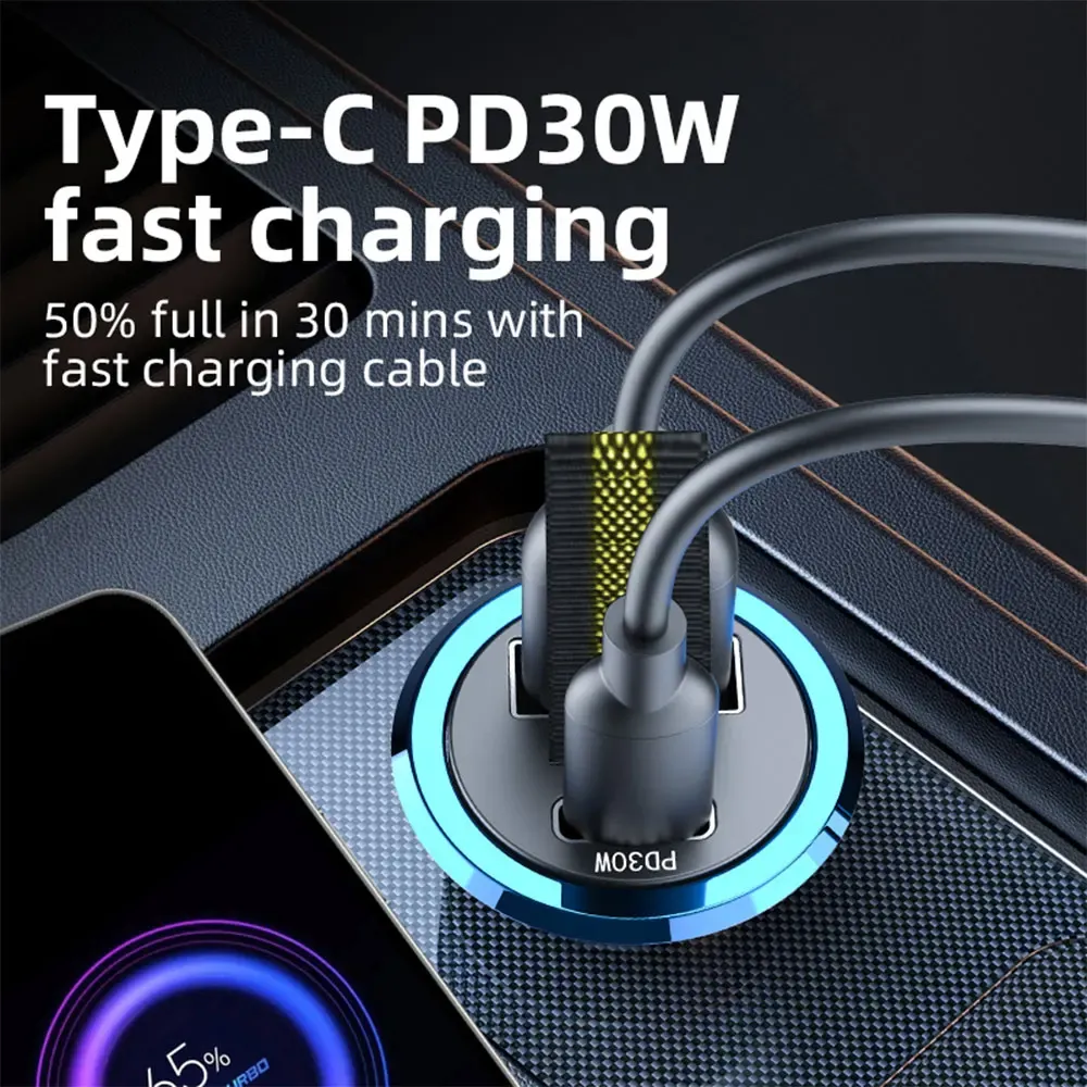 Chargeur de voiture USB-C mini 200 W à charge rapide PD compatible iPhone 15, Huawei et Samsung 3