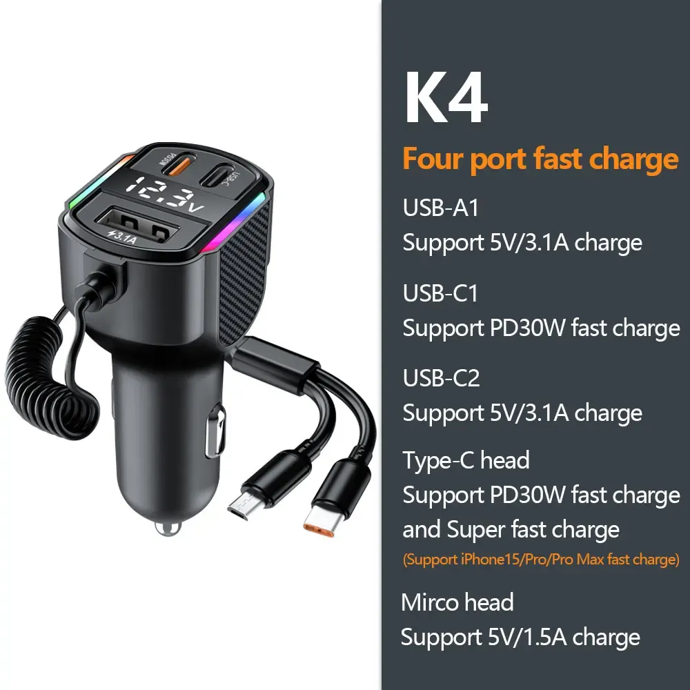 Chargeur de voiture USB-C mini 200 W à charge rapide PD compatible iPhone 15, Huawei et Samsung 9