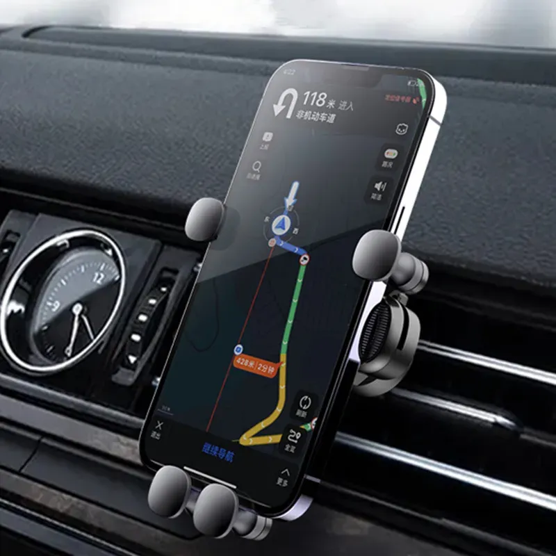 Support de téléphone universel pour voiture à gravité, fixation sur grille d'aération, compatible iPhone et Samsung 4