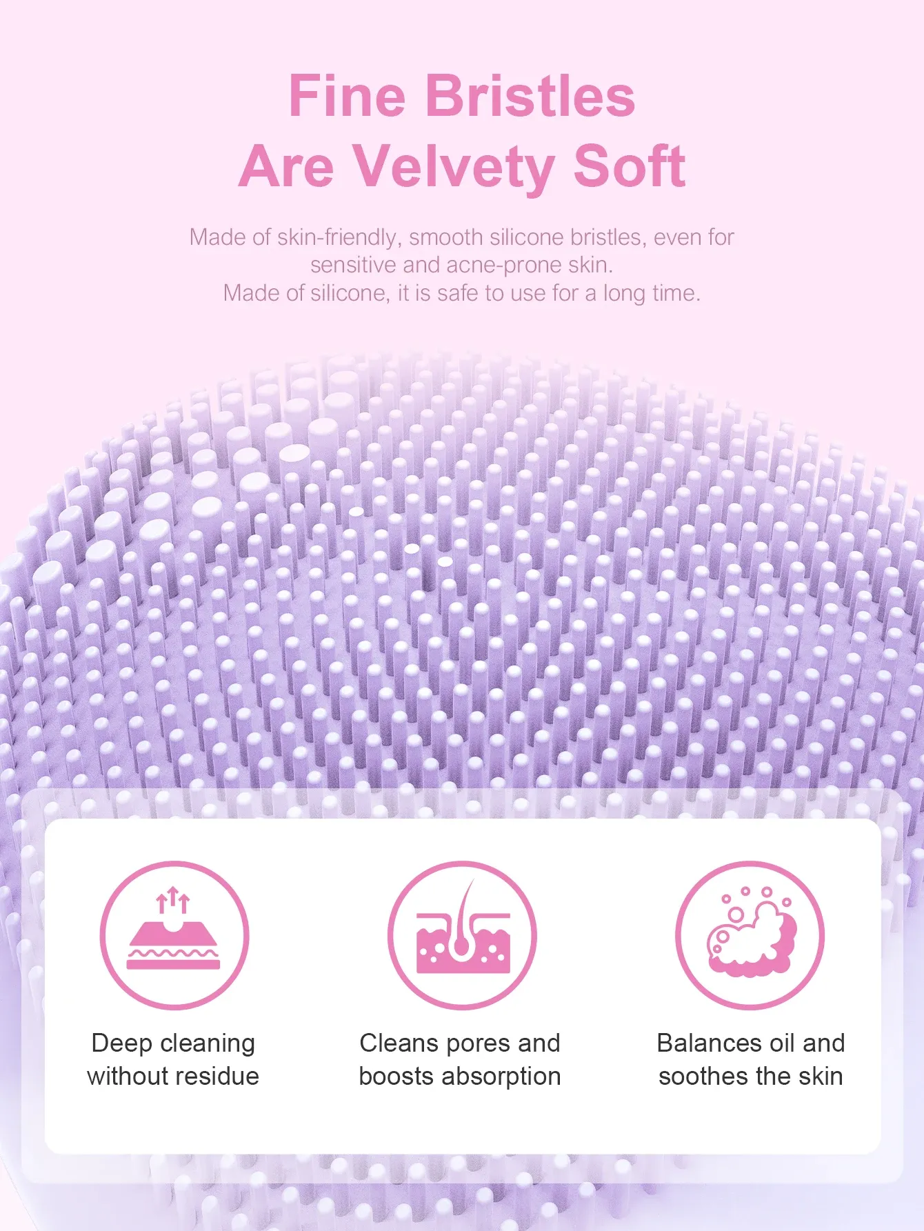 Brosse nettoyante électrique en silicone souple à vibrations soniques pour un nettoyage en profondeur et une exfoliation douce 2