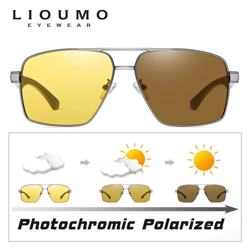 Lunettes de soleil photochromiques intelligentes LIOUMO pour hommes et femmes, lunettes de vision nocturne polarisées, lunettes de conduite anti-éblouissement UV400 2