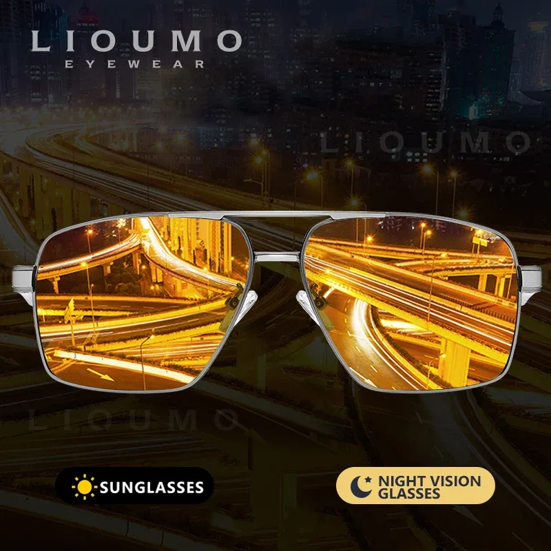 Lunettes de soleil photochromiques intelligentes LIOUMO pour hommes et femmes, lunettes de vision nocturne polarisées, lunettes de conduite anti-éblouissement UV400 - Image 1