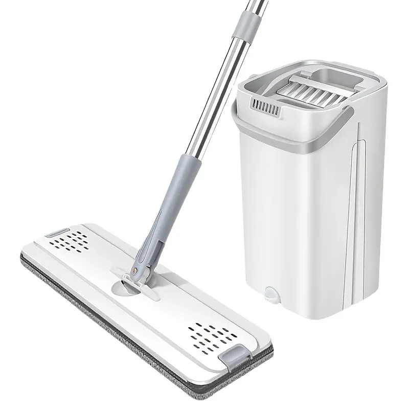 Serpillère plate auto-essoreuse avec seau et tampons de rechange 2